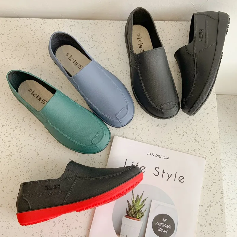 

Мужские модные низкие резиновые сапоги, водонепроницаемые, нескользящие, кухонные или Tube oes, весенне-осенний пластик, материал