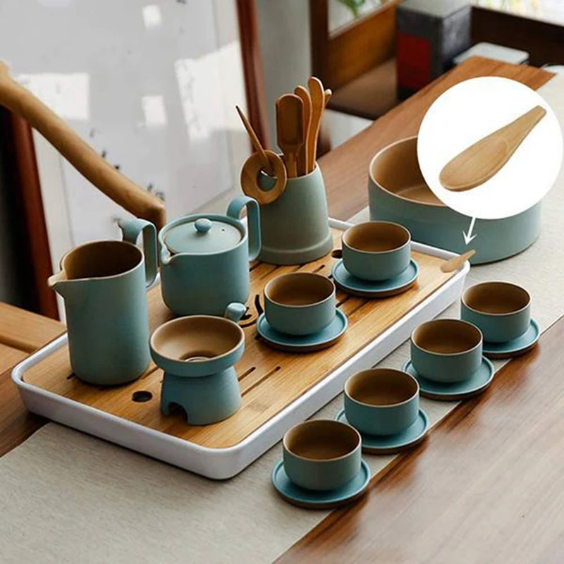 Mini Cuillère à Condiments en Bois avec Manche Court, pour Café, Thé, Feuilles, Lait en Poudre, Épices, Bonbons, 5 Pièces