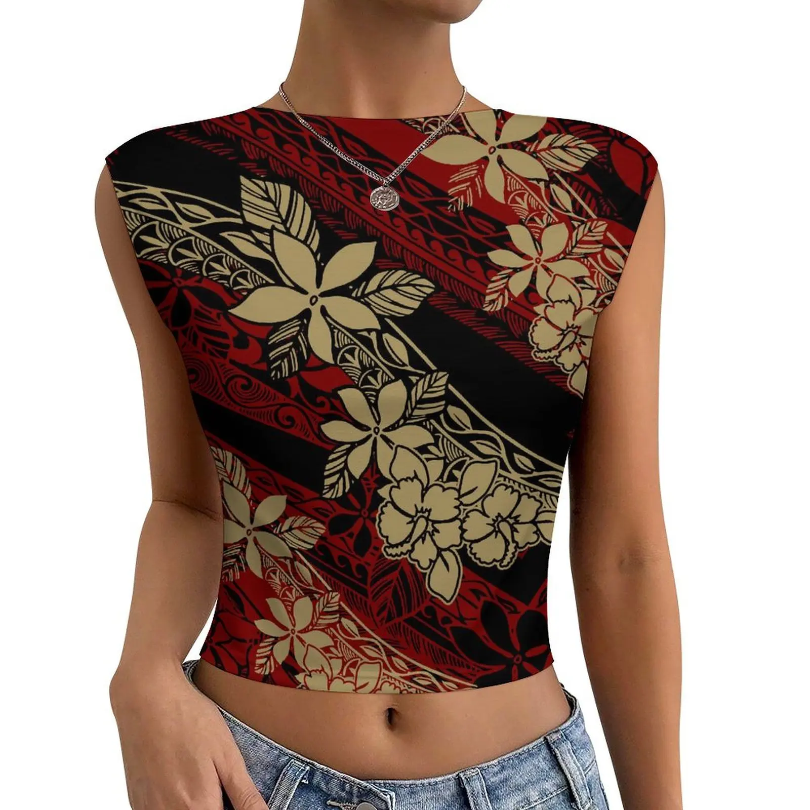 Factory Wholesale Custom Hawaii Style Design Lady Summer Short Sleeved Loose Casual Sleeveless Backless Shirt Party Short Sleeve