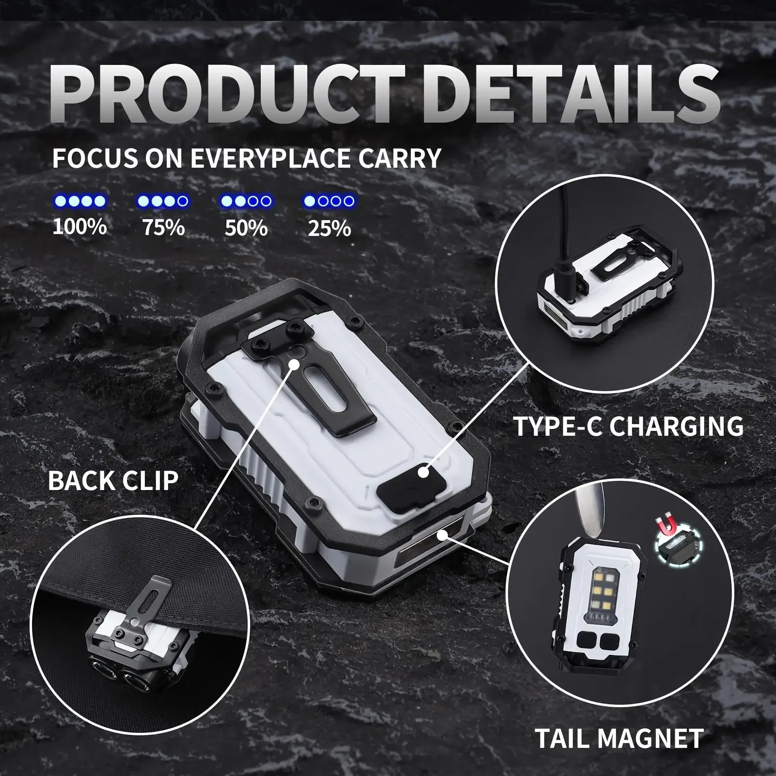 Super Bright COB LED Keychain Flashlight Mini Pocket Torch Magnetic Portable Multifunctional EDC Light Outdoor Camping Fishing