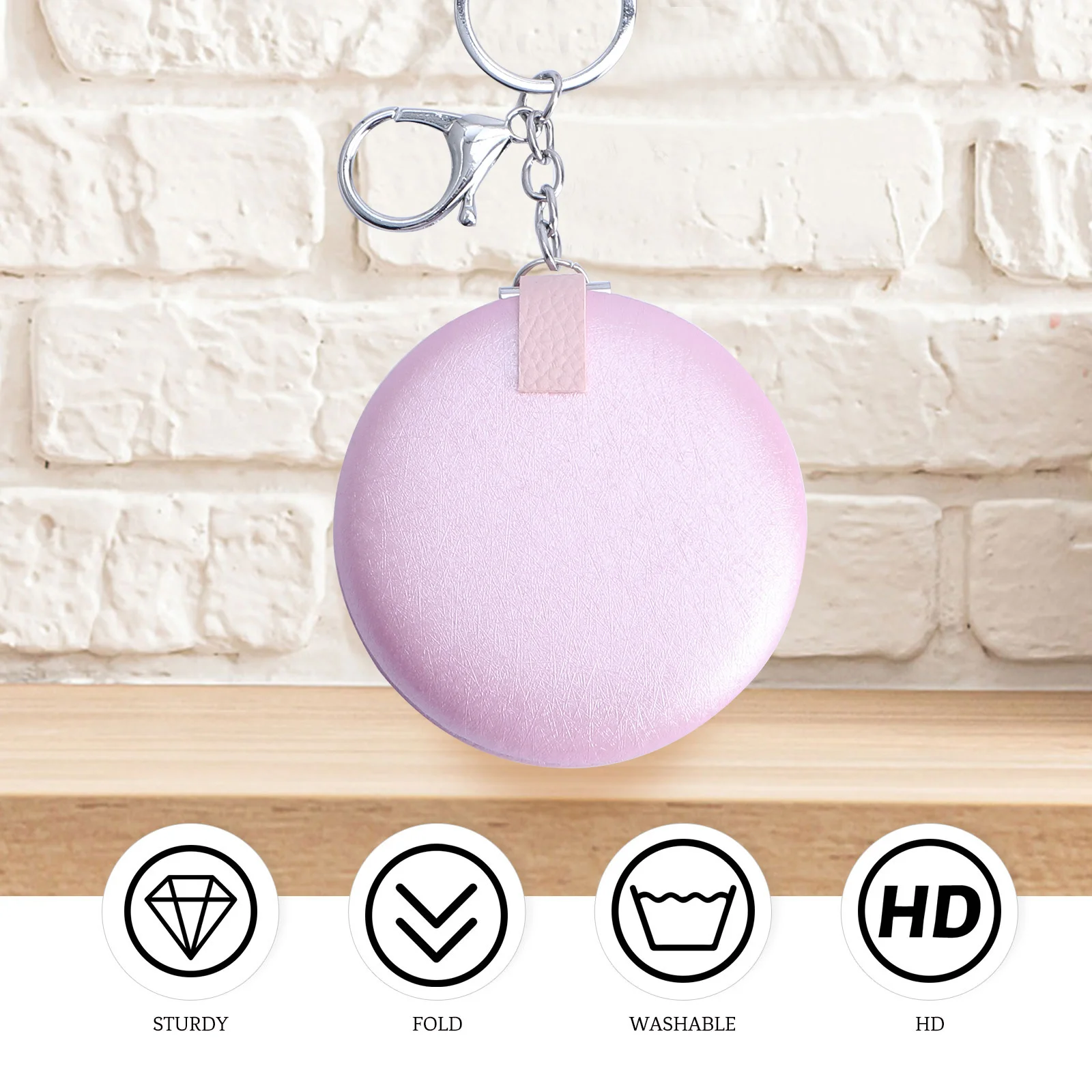 

Mirror with Keychain Foldable Makeup Small Folding Handheld Mini Mirrors Handle