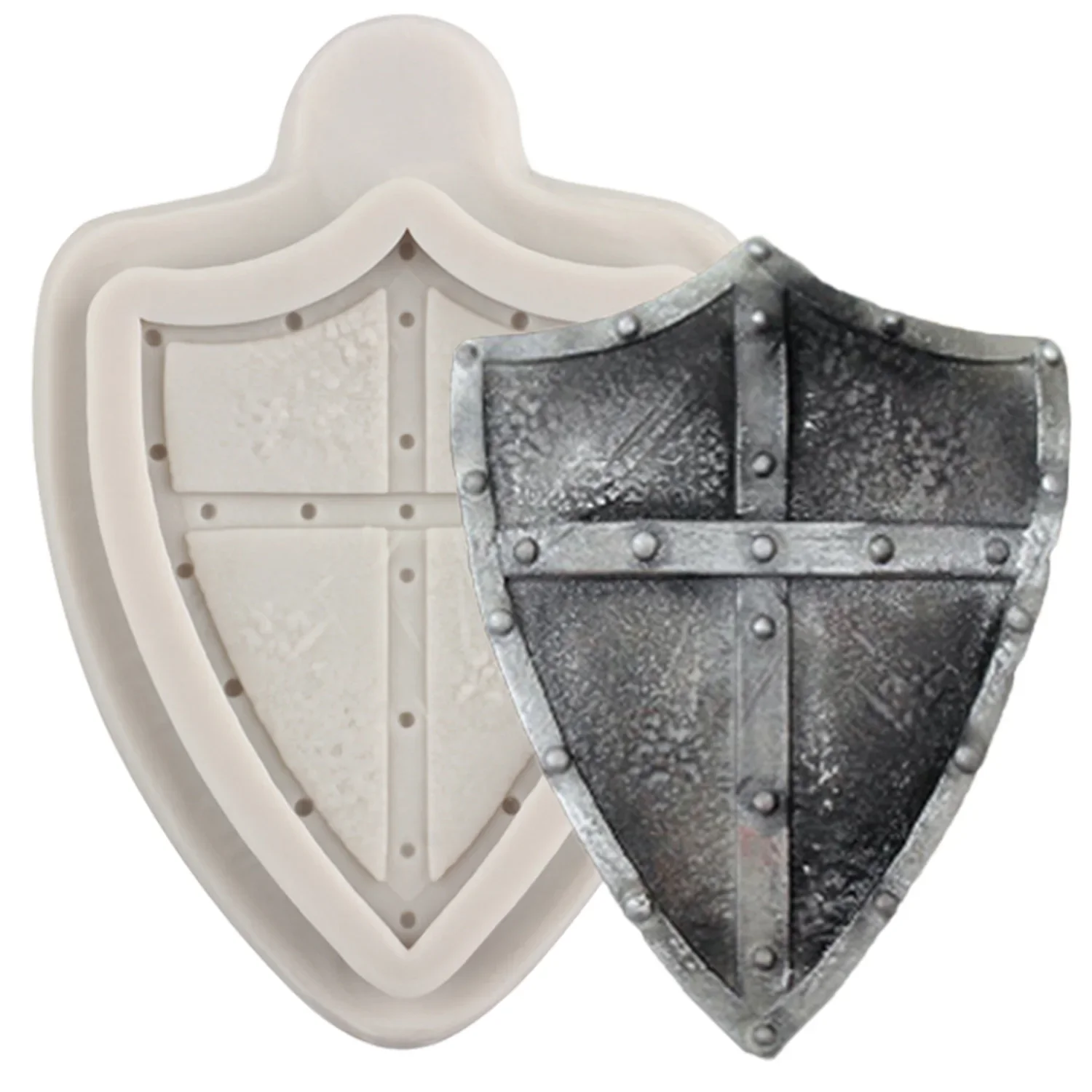 Knight Battle Shield Silicone Mold DIY Party War Cupcake Topper Fondant Cake Decorating Tools Resin Chocolate Gumpaste Moulds