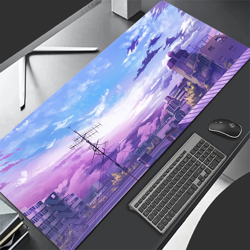 Big Gaming Mousepad XXL Keyboard Gamer Mouse Pads on The Table Speed Desk Mat Anime Beautiful Urban Landscape Mouse Mats