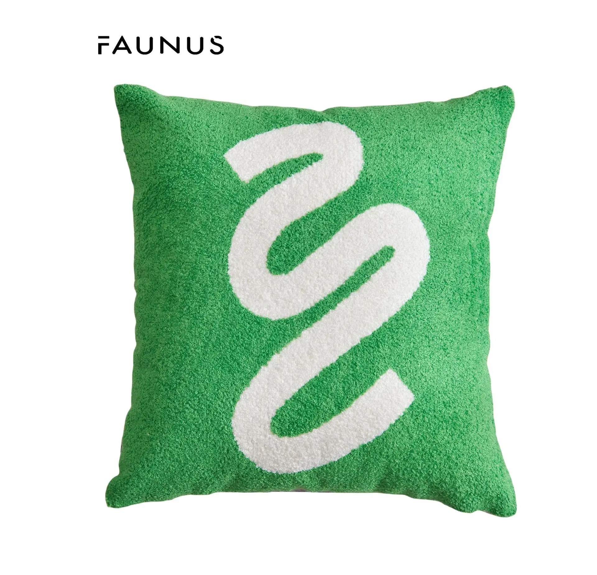 45x45CM Plush Embroidered Throw Pillow Cover Green Abstract Stamping Waist Cushion Cover Decor Home Decorative Pillowcase