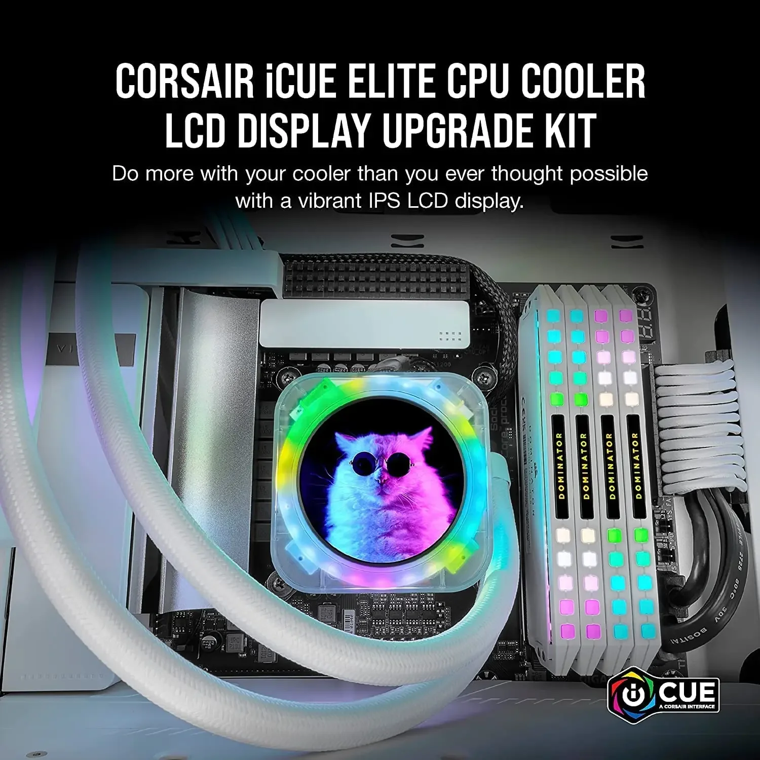 CORSAIR Elite LCD Upgrade Kit -Ice CPU Water Cooling Cooler Upgrade Dedicated Screen Kit, Ice (Clear)