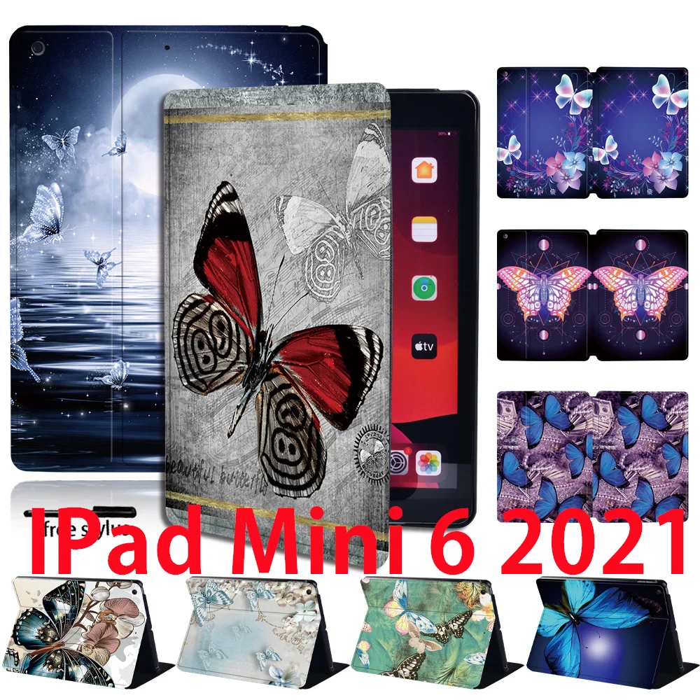 

Case for IPad Mini 6th Generation 8.3 Inch Butterfly Pattern Leather Folding Case for IPad Mini 6 Cover 2021 Stand Cover Case