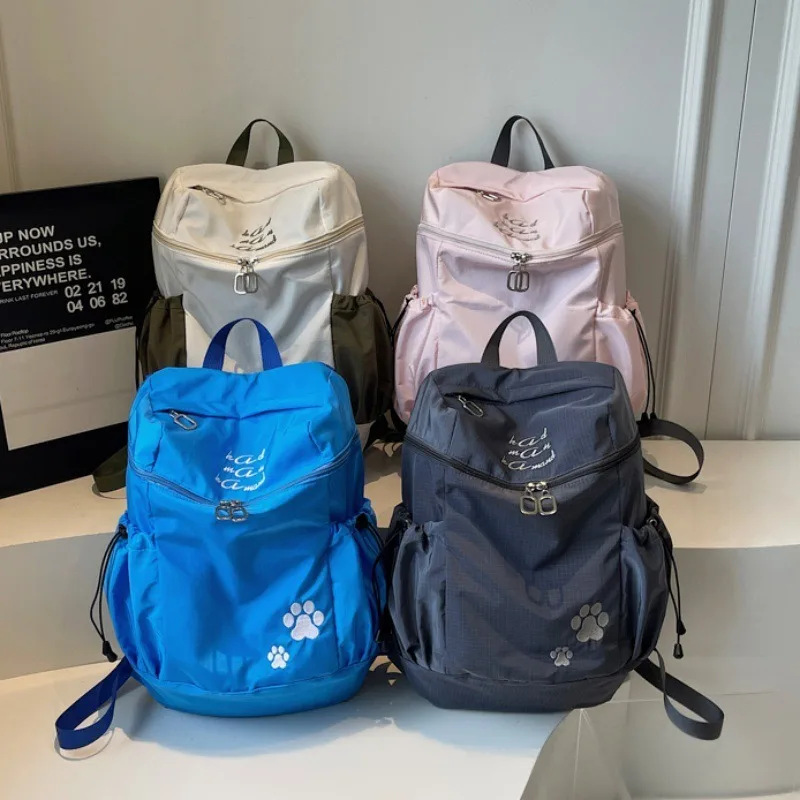 Ultra-Light Waterproof Outdoor Sports Hiking Travel Backpack Cute Dog Paw Embroidery Kawaii Women Rucksack Students Schoolbags