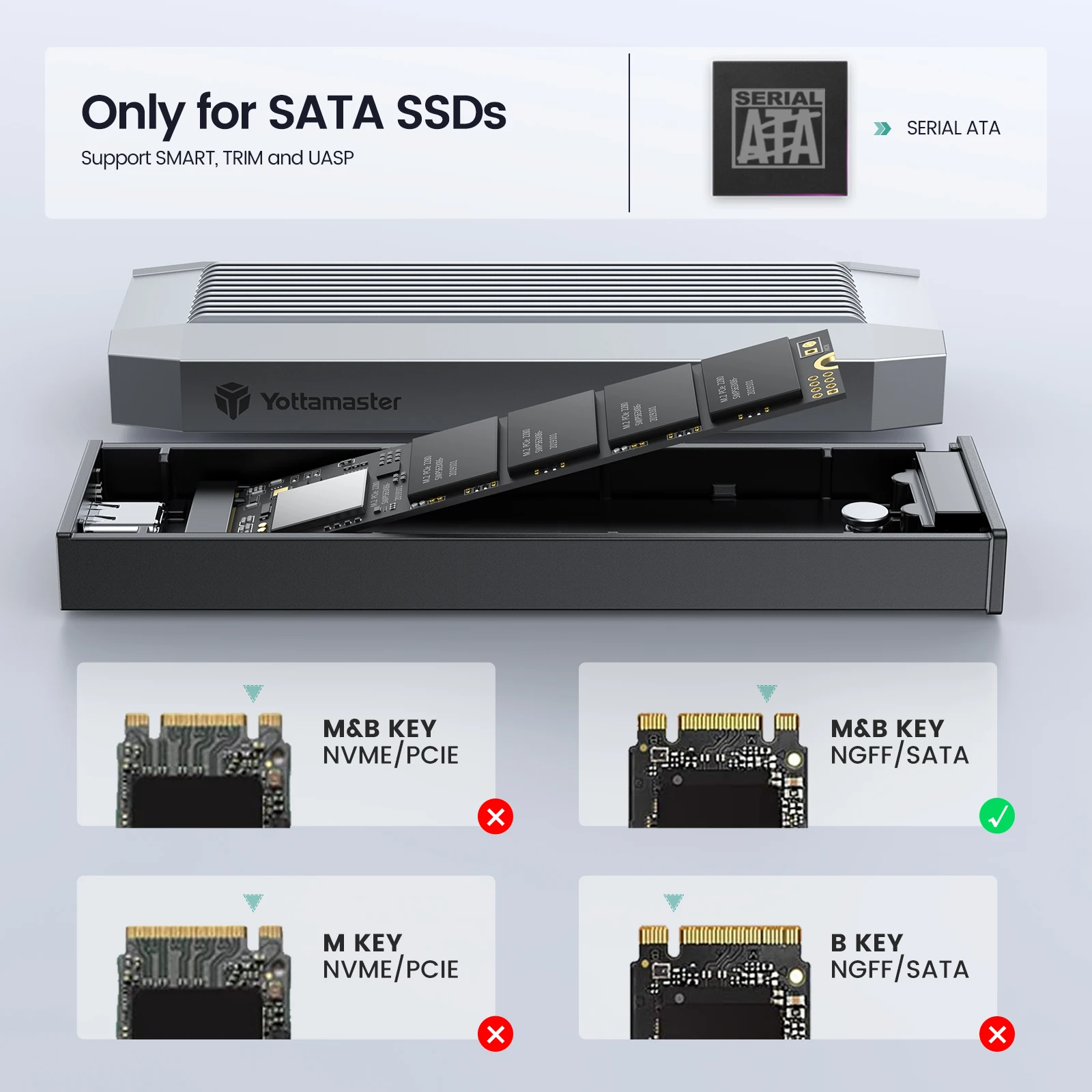 Yottamaster M2 NVME SSD Case NVMe PCIE 3.0 PCIE 4.0 SSD Enclosure to USB3.1 GEN2 Type-C 10Gbp External Storage Box 4TB SSD Case