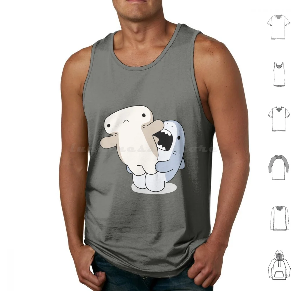 Samezu Flying Tank Tops Vest Sleeveless Shark Ocean Fish Sea Cute Sharks Whale Shark Blue Animals Animal Water Beach Funny
