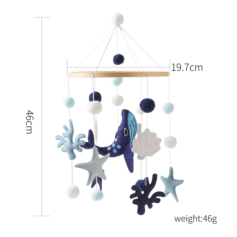 Drewniane łóżeczko wieloryb wisiorek dzwonek do łóżeczka pokój dziecięcy mobilna wisząca dekoracja akcesoria dla noworodków 0-12 miesięcy dzwonek do łóżka zabawka prezent