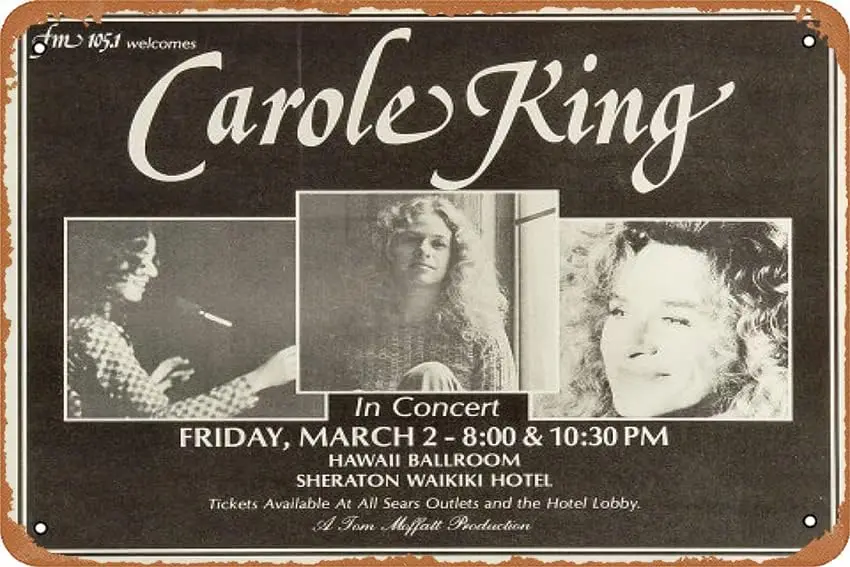 Retro tin signs Carole King Handbill Gift Musical Karaoke Man Cave Bars Cafes Decor Retro Art Decorations 8x12 Metal Signs.