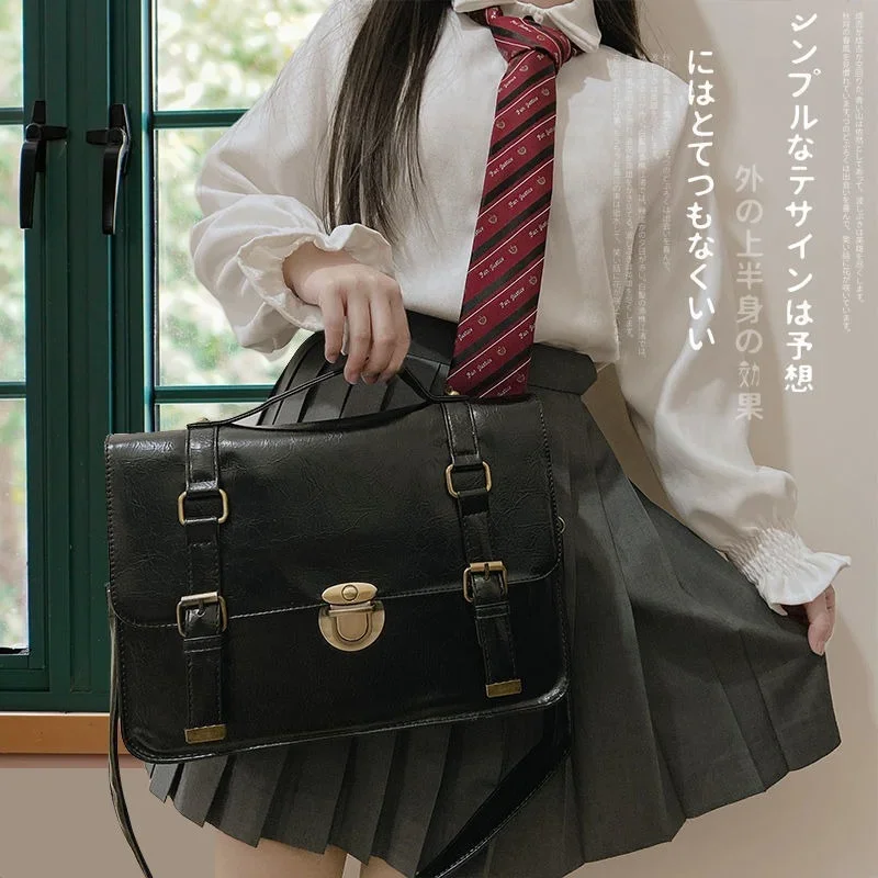 Xiuya, estilo Preppy japonés JK, uniforme, mochilas escolares de hombro para mujer, maletín grande de cuero PU, bolso de mano para niñas, mochila