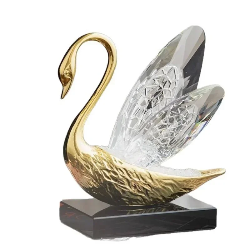 

Light luxury crystal swan ornament, high-end creative home living room, ornament
