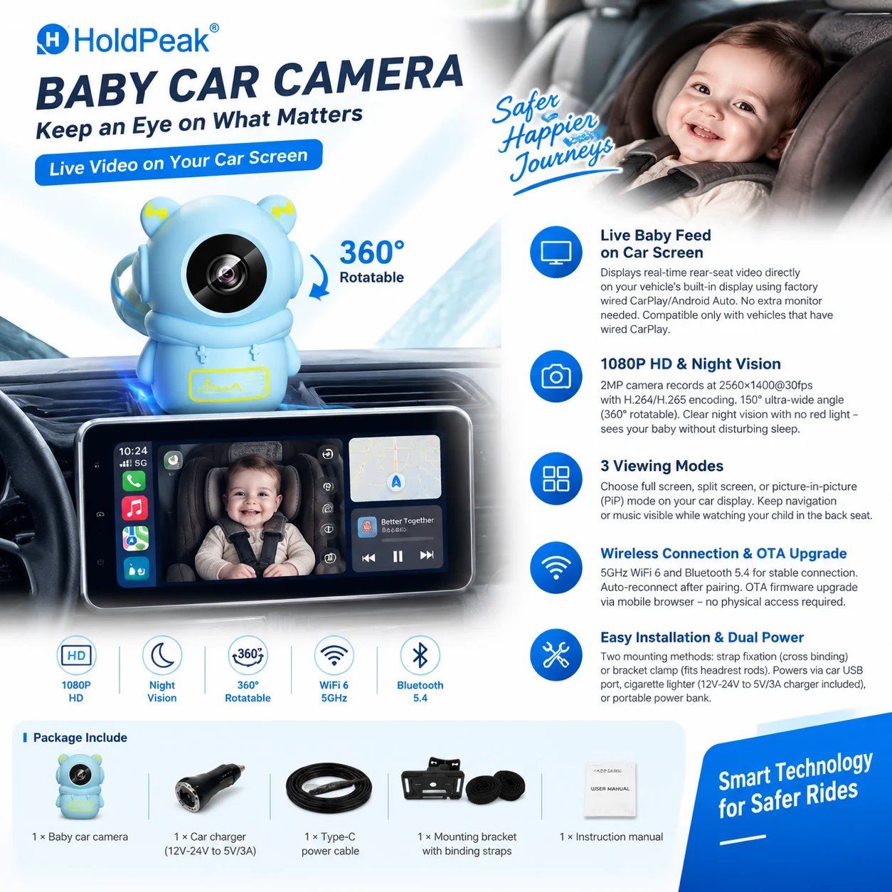 telecamera-per-auto-per-bambini-adattatore-wireless-carplay-monitor-per-sedile-posteriore-con-visione-notturna-hd-1080p-150-°-obiettivo-grandangolare-per-bambini-facile-da-installare