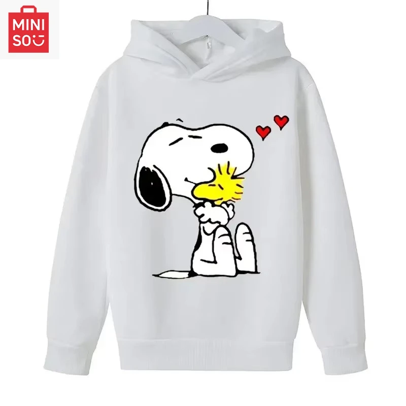 

Белый детский пуловер с рисунком Снупи, аниме, топы, новинка 2025, модная детская толстовка с капюшоном для мальчиков и девочек, весенне-осенняя детская толстовка, одежда