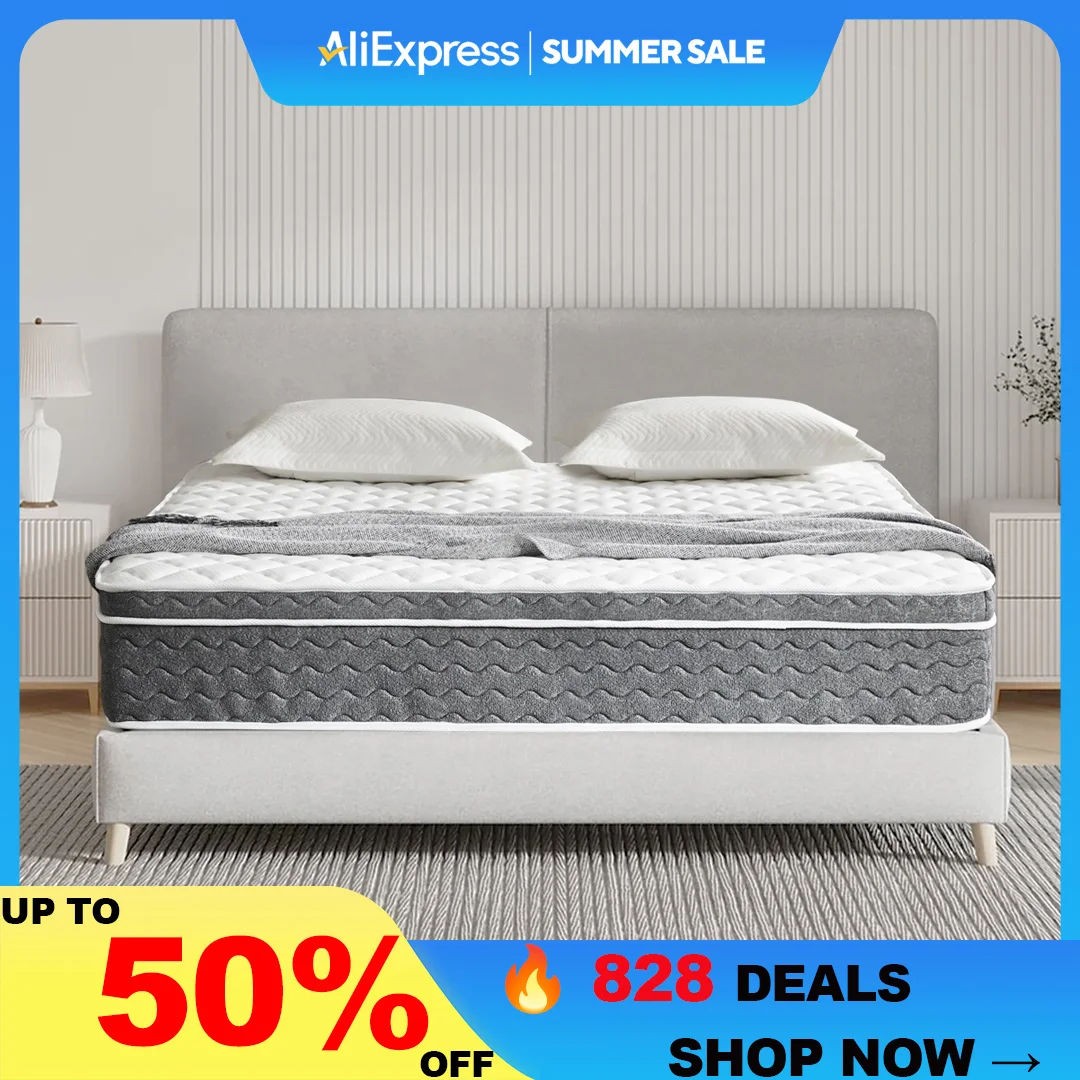 10/12/14 Inch Queen Size Mattress Hybrid Mattress,Fiberglass Free,Medium Feel,Motion Isolation,Certified Safe,Mattress in A Box