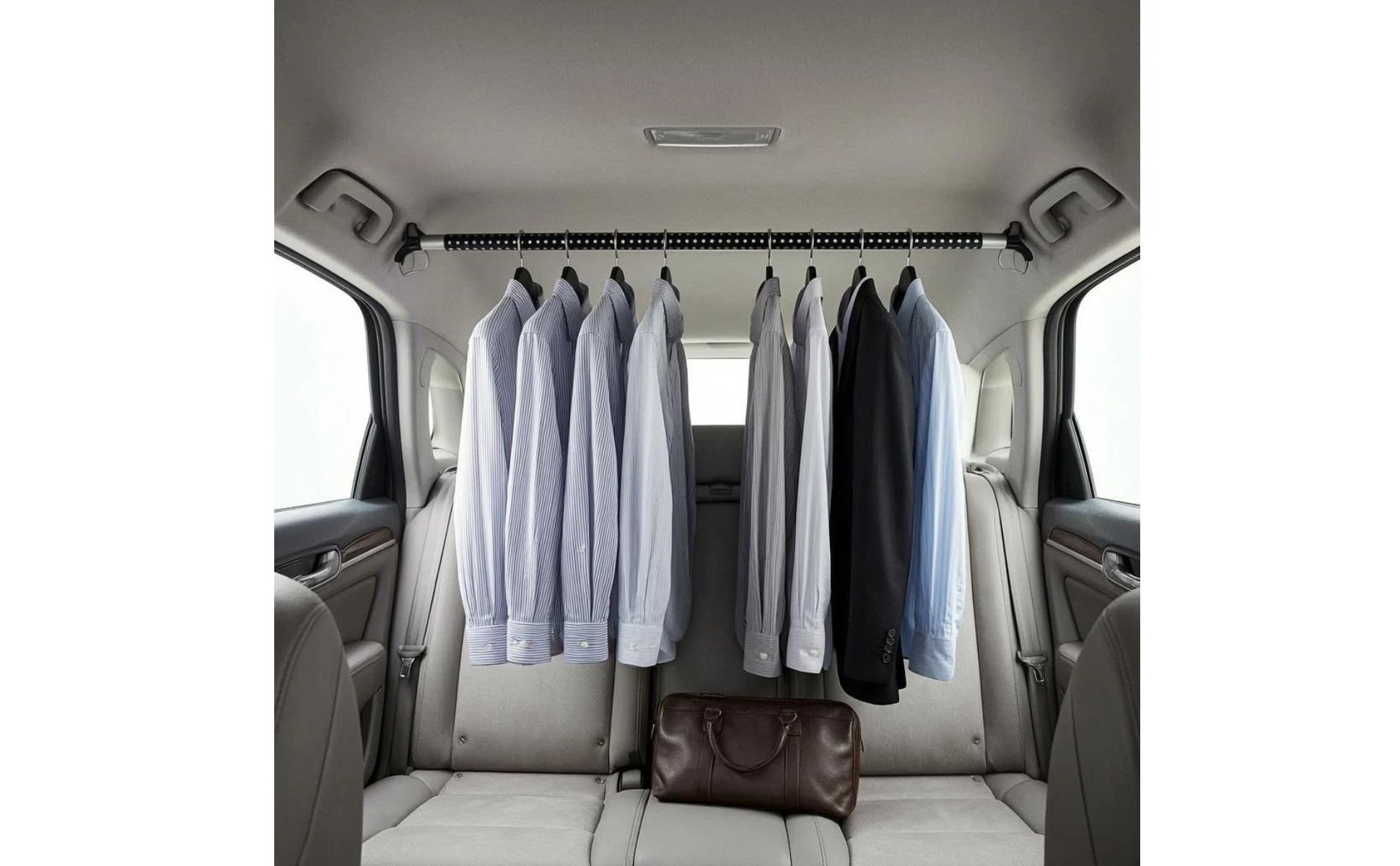 Telescopic Car Clothes Hanger Rod Perforated Car Clothes Hanger Bar Telescopic Garment Rack Hooked Ends Heavy Duty