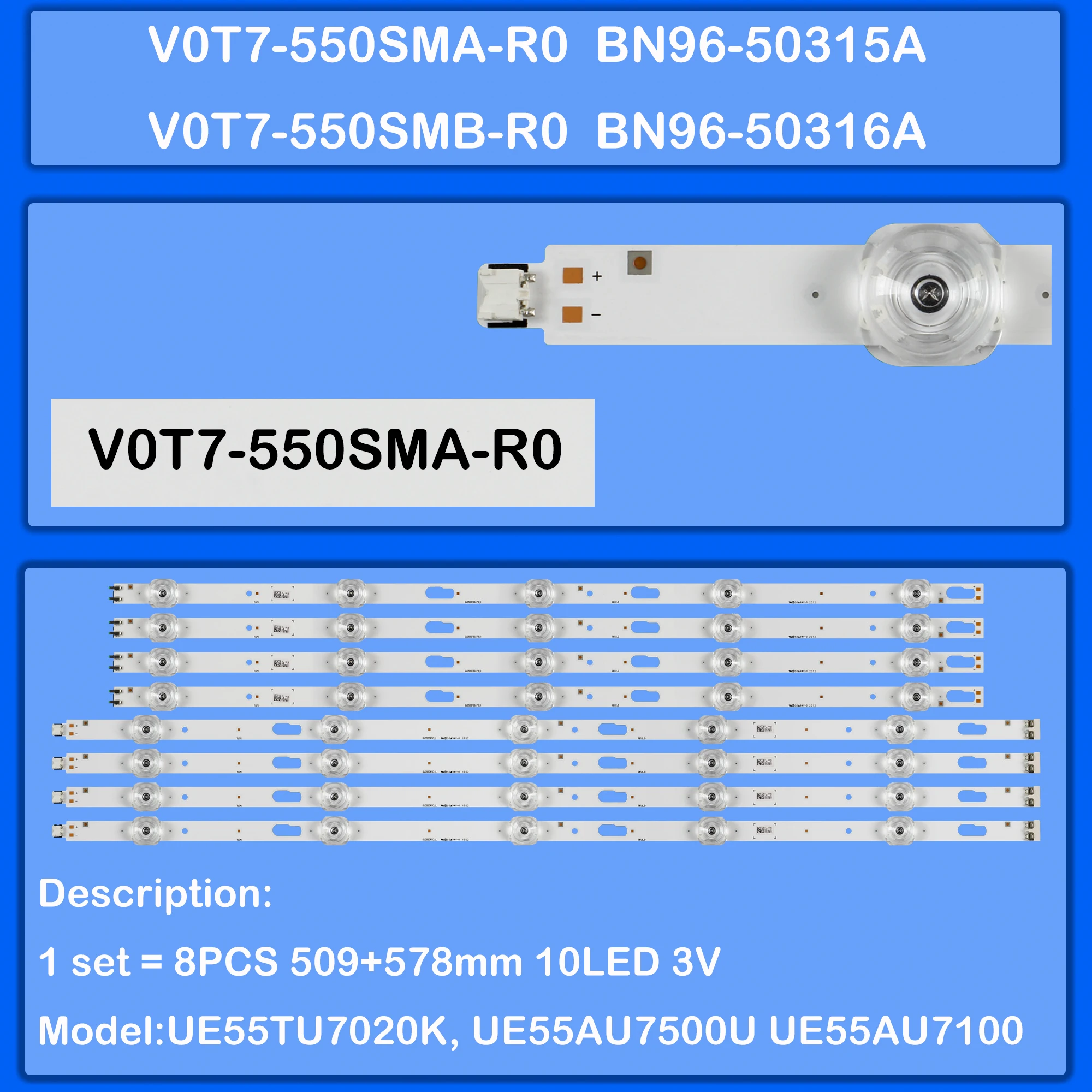 

Лента светодиодной подсветки для UE55TU7020K UE55AU7500U UE55AU7100U UE55TU7092U UA55TU8000 UN55TU7000G UN55TU8000G UE55TU7092 UE55AU7110