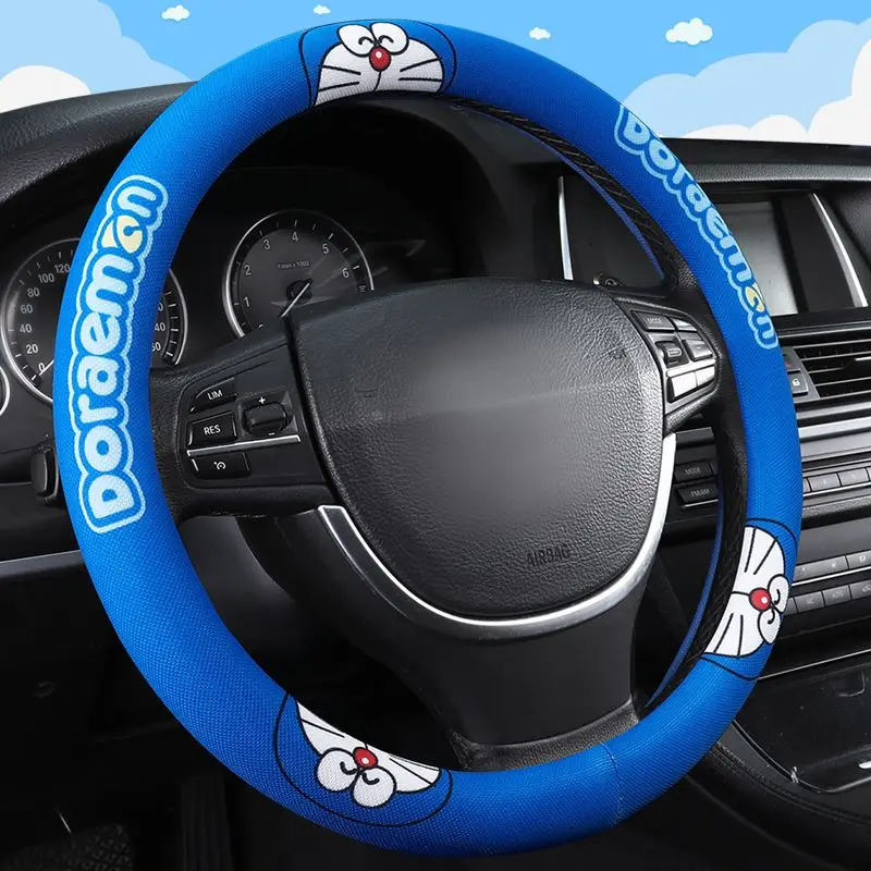 

Doraemon Creative Cute Car Steering Wheel Cover All Seasons Universal Simple and Versatile Round D-shaped Steering Wheel Cover