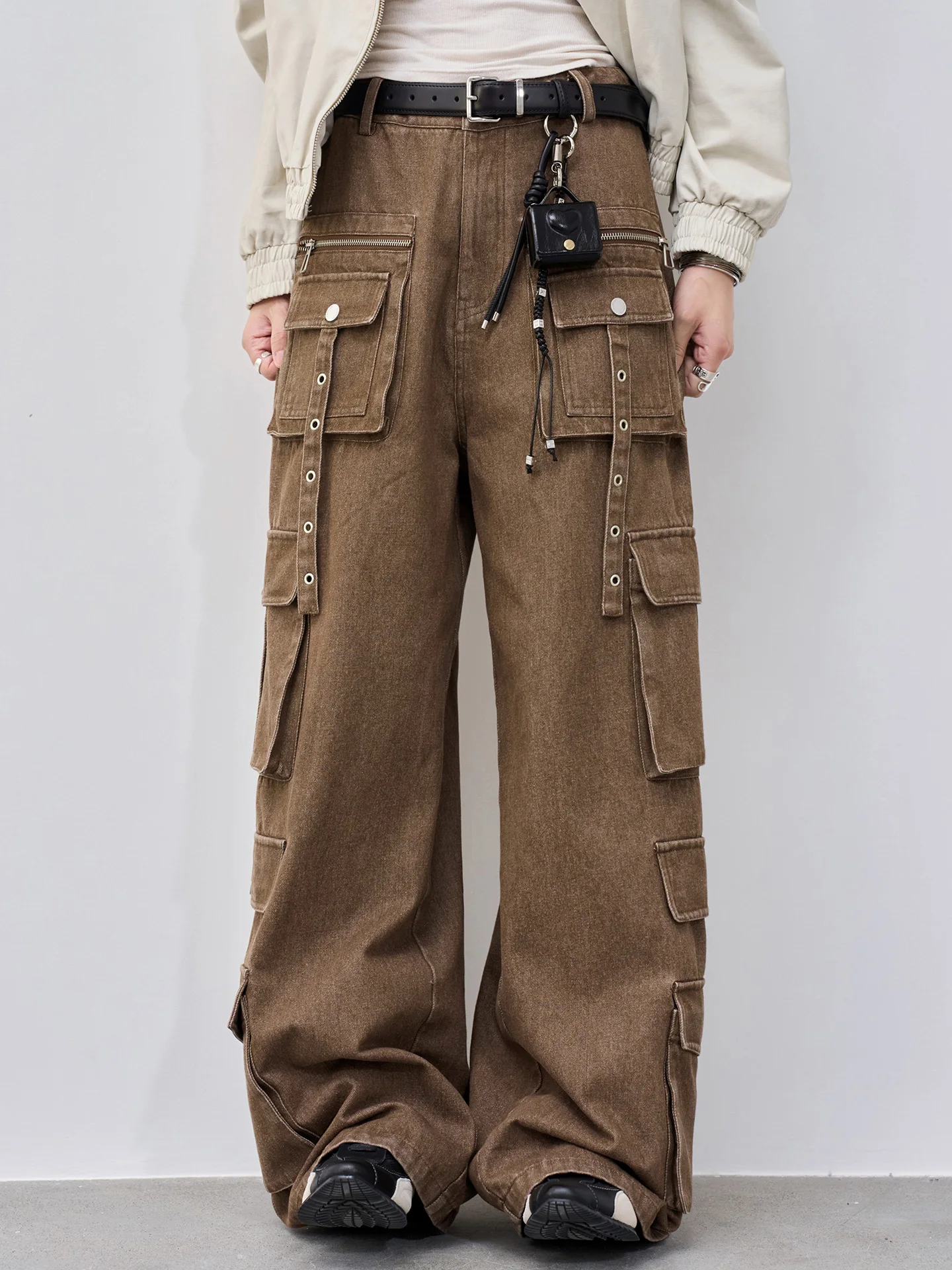 

Winku Women's Vintage Waed Denim Jeans Casual Loose Fit l Waist Spring Autumn Wear Resistant Durable Pure Color