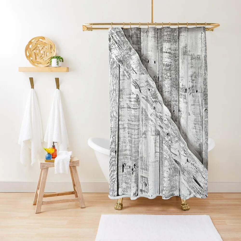 

White barn wood door, barn shutter Shower Curtain For Bathrooms Luxury Bathroom Bathroom Shower Curtain