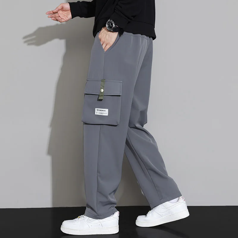 2024 Autumn/Winter New Fashion Trend Loose Straight Leg Overalls Men's Casual Comfort Plus Fleece Thickened Plus-Size Pants 8XL