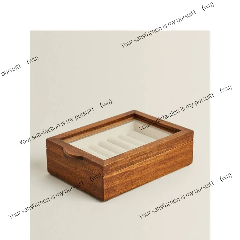 Jewelry box, jewelry box, retro wooden ring, earrings, storage and finishing, solid wood jewelry box.