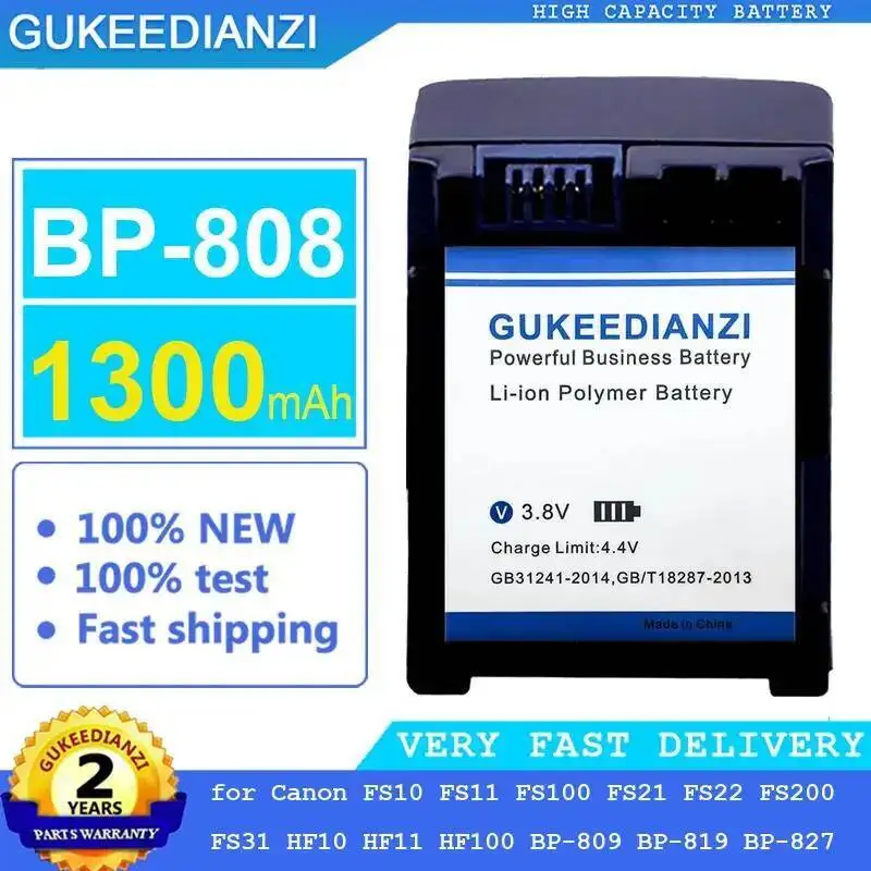 

Camera Battery BP-808 1300Mah For Canon FS10 FS11 FS100 FS21 FS22 FS200 FS31 HF10 HF11 HF100 BP-809 BP-819 BP-827