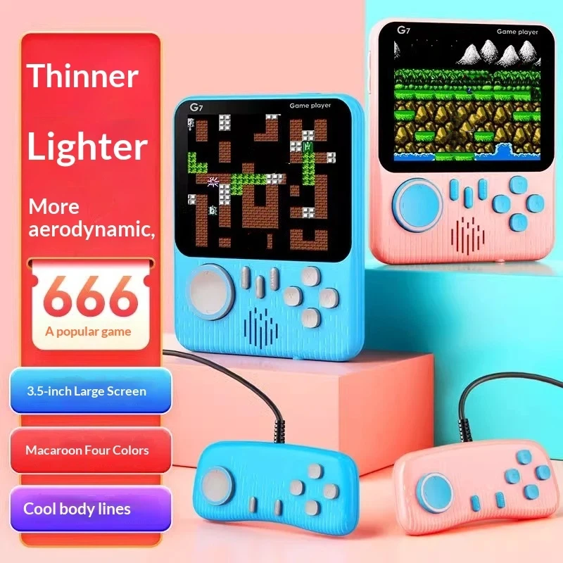 Retro Handheld Game Console Portable G7 3.5 Inch Screen 666 Classic Games Mini Video Game Player For Two Players Adults Leisure