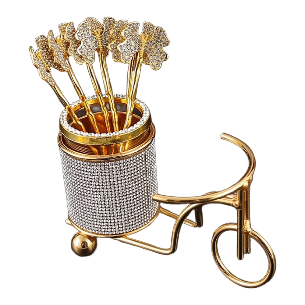 Metal Cutlery Holder with Butterfly Rhinestone Decoration and Mirror Polished Zinc for Alloy 13.8cm Height 13.8 x 8.5 cm