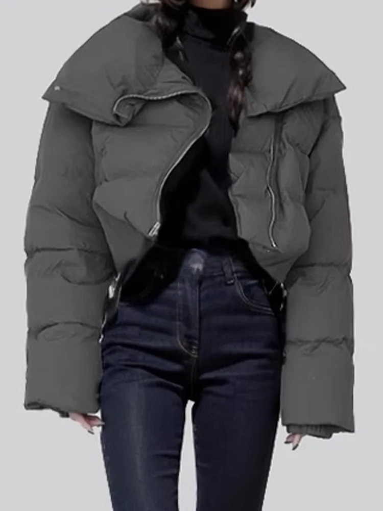 

Lightweight Short Puffer Jacket Women's Fashionable Winter Coat Warm Loose Fit Inspired by Kendall Jenner Style Rouje Kefss