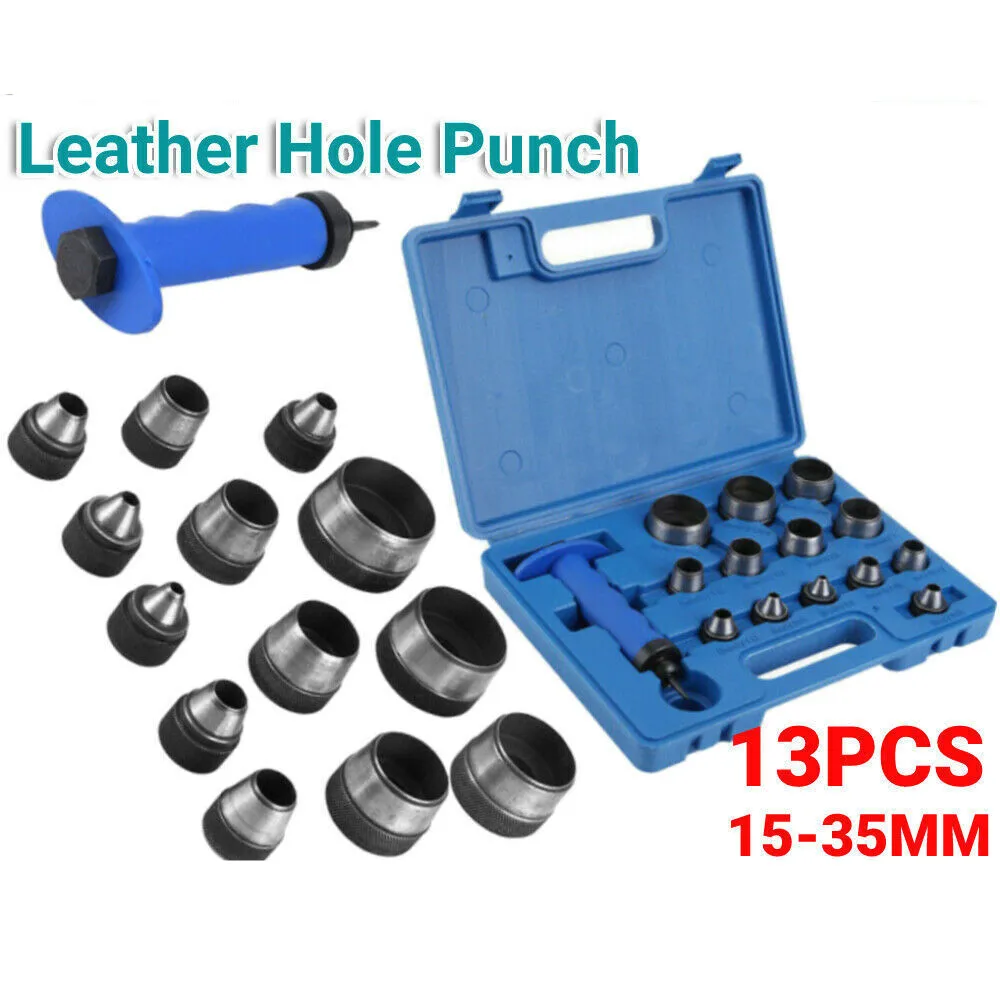 5-35mm Punch Set 13 Piece Wad Hole Punching Kit Hollow Leather Gasket Paper