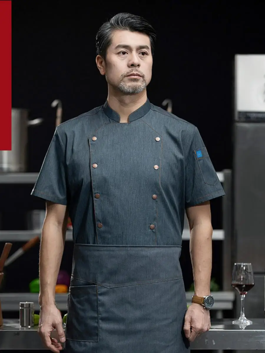 

Lightweight ort Sve Chef Work orm Breathable Restaurant Pastry Bakery Kitchen Workwear Durable Easy Care Spring Summer