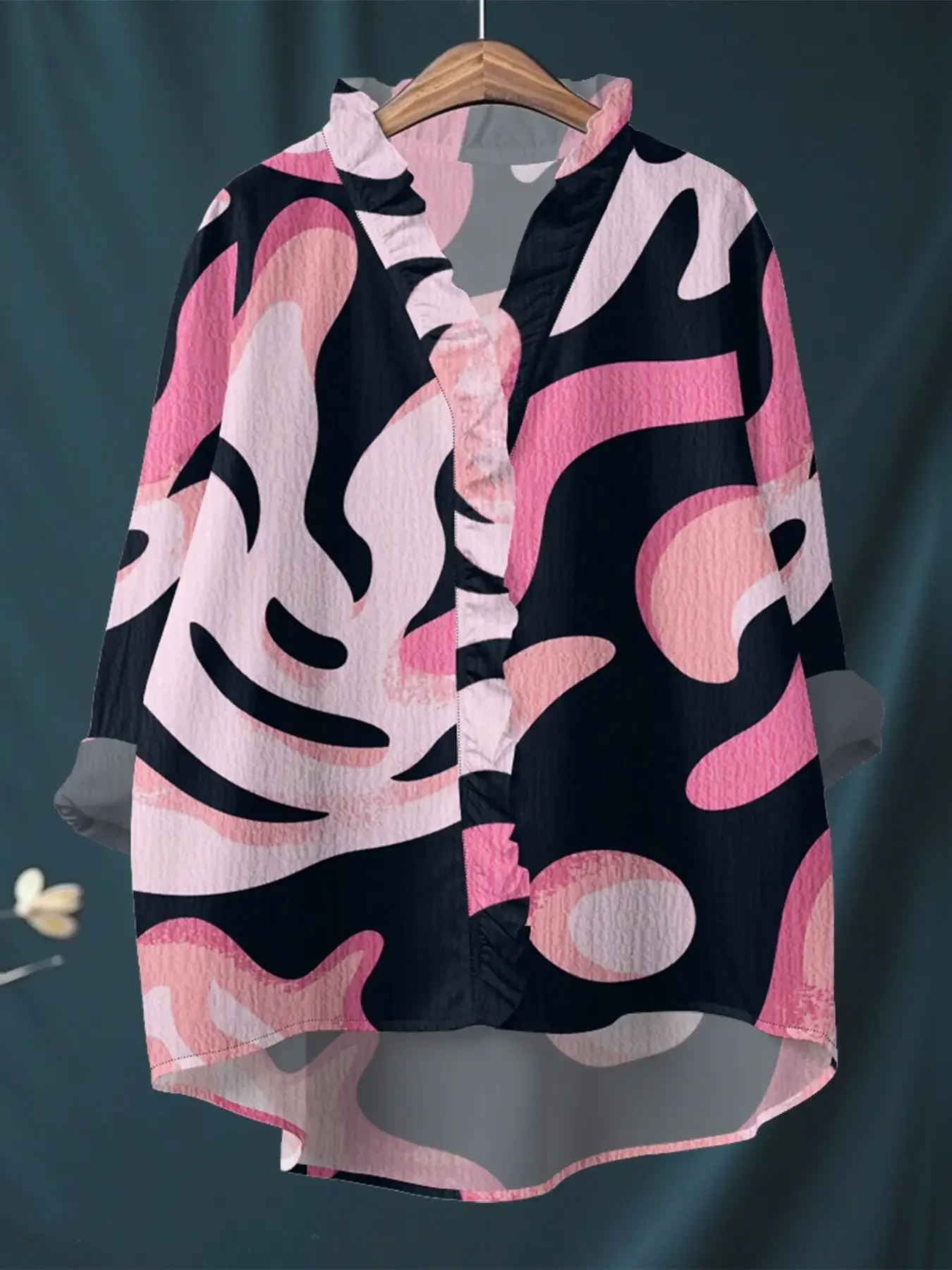 

2026 new V-neck casual top, women's long sleeved lace shirt, Long sleeved shirt - elegant ruffle collar