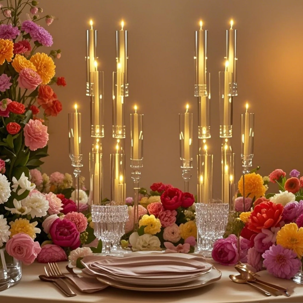 5pcs/10pcs)8 arms Wedding T Stage LED candle stand Table Centerpiece, floral stand for Wedding Party  Evening Table Decoration