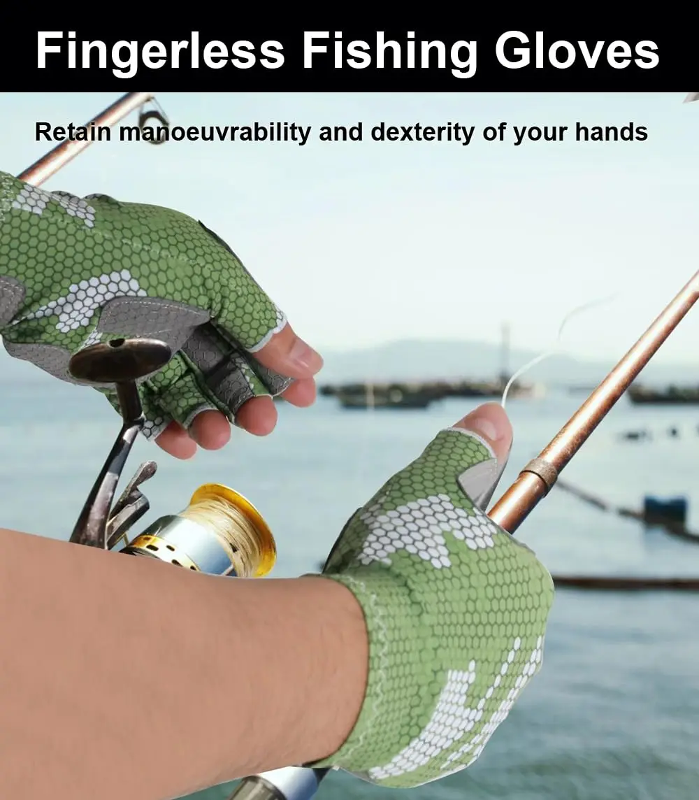 Anti-Slip Silicone Fishing Gloves for Men & Women - UV Sun Protection for Sailing, Kayaking, Paddling, Rowing - Fly Fishing
