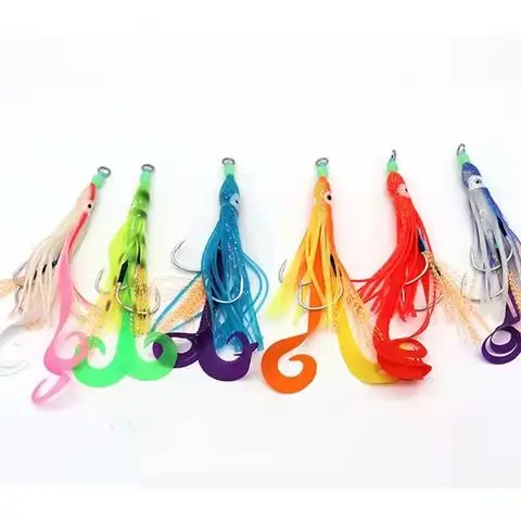 

Kabura Jigging Madai Assist Hooks Strong Tai Rubbers Silicone Skirts Filaments Ribbons Different Colors Slider Jigs Tails Sinker