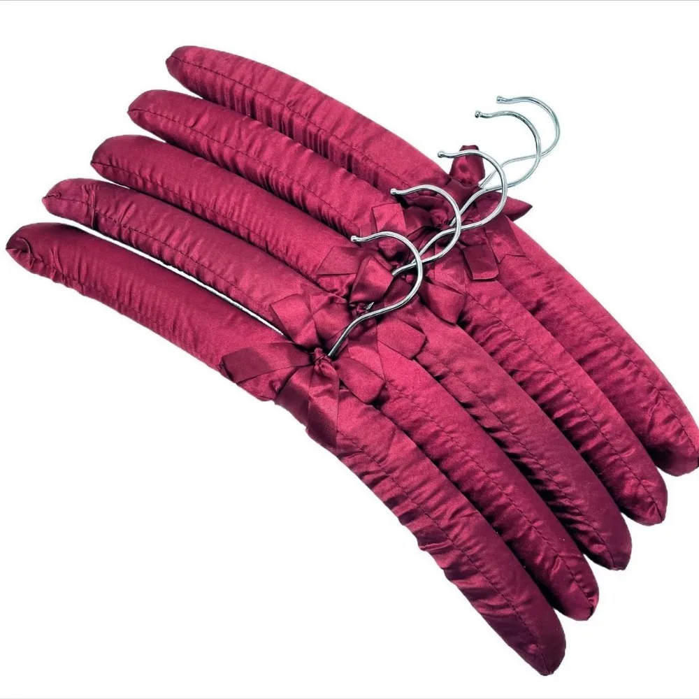 5PCS Soft Satin Padded Clothes Hanger Wrinkle-resistant Traceless Sponge Clothes Hangers Non-slip Wrapped Clothes Hanger