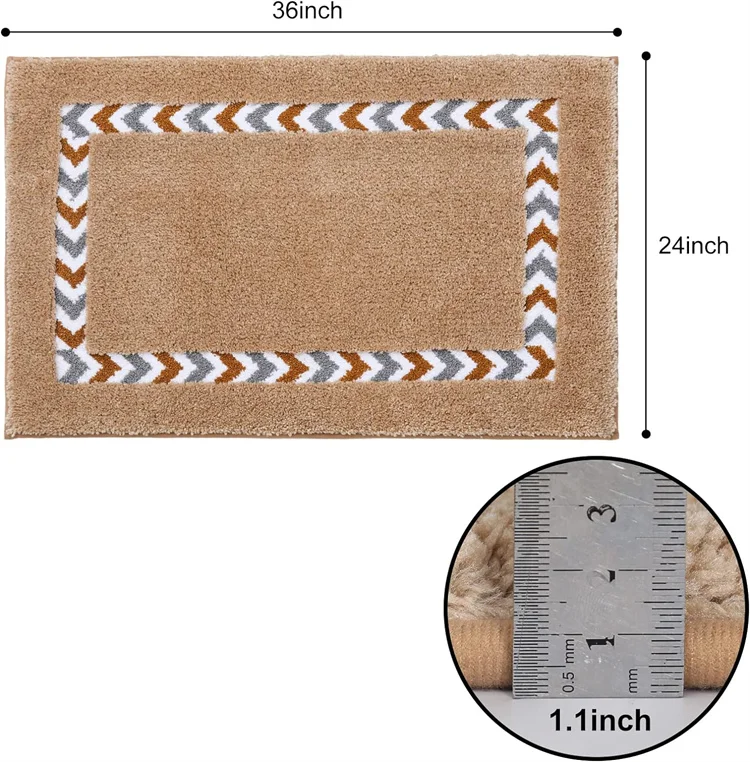 Thick Plush Bathroom Mat Water Absorbent Grey Shower Bath Rug Non Slip Bathroom Floor Mats for Elderly