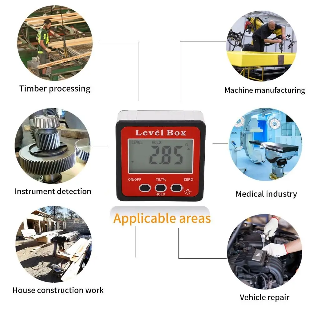 Электронный цифровой угловой дипметр, измерение градиента 360° °   Угловой измеритель уровня, цифровой дисплей, транспортир, инклинометр