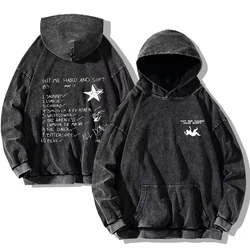 Hit Me Hard and Soft Washed Hoodies Vintage Cotton Hooded Pullover Men's Women's Loose Casual Gothic Sweatshirts Y2K Coat Unisex