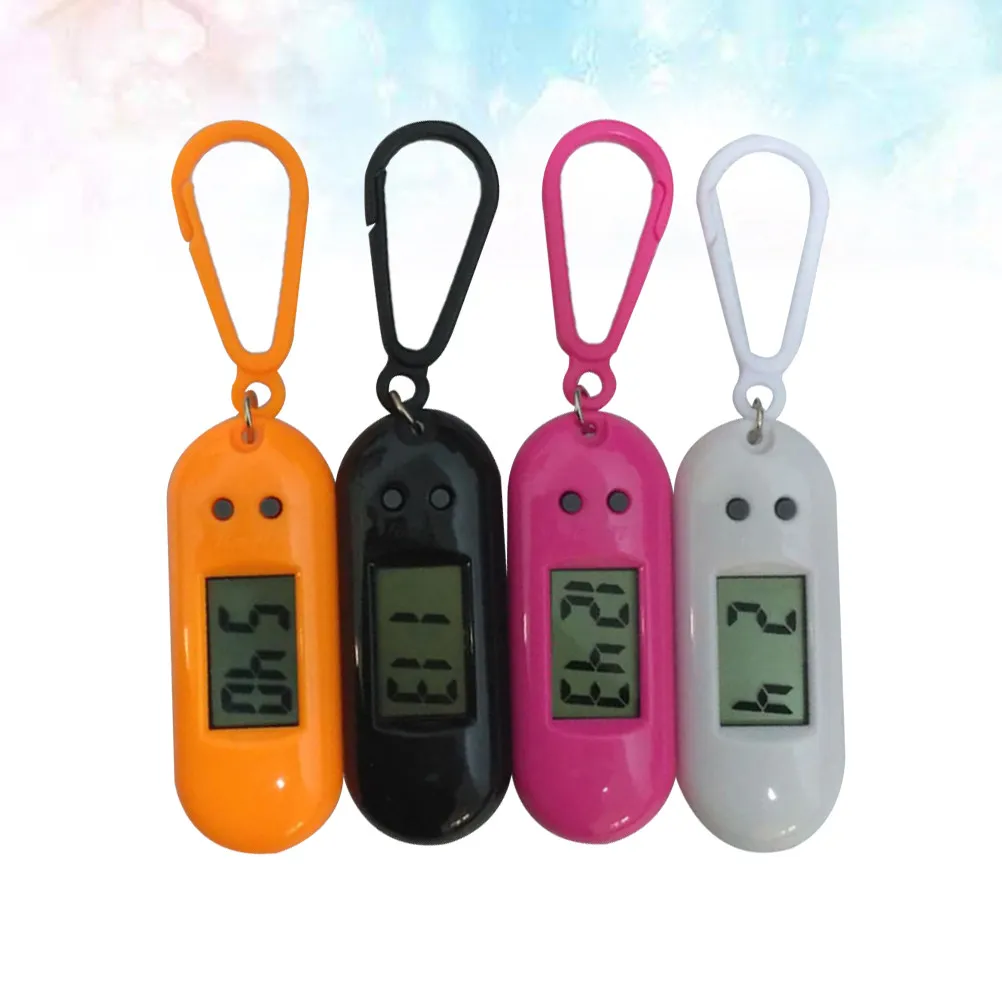 

4Pcs Pocket Watch Keychain Hanging Clock Simple Electronic Clip-on Key Ring Watch for Kids Students Backpack Belt Loop