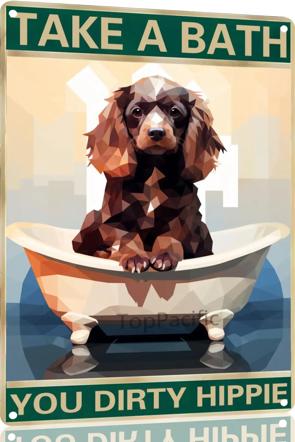 Cocker Spaniel   Aluminum Sign for Dog Lovers Take A Bath You Dirty Hippie-Vintage Retro Dog Metal Wall Art, Dog Hippie Metal Ti