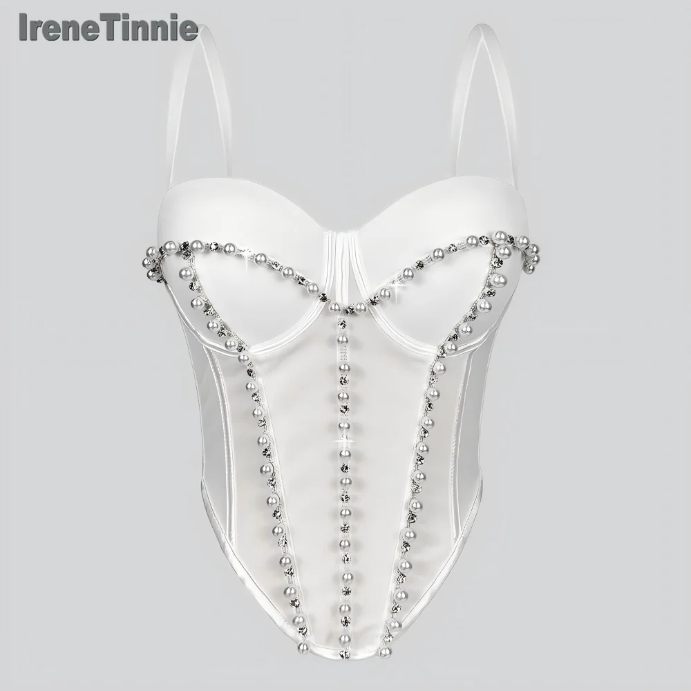 

IRENE TINNIE Ropa Mujer Woman Clothes Tops y2k Clothing Corset Tanks & Camis Haut Femme Crop Top Cropped Feminino 2000s Japanese