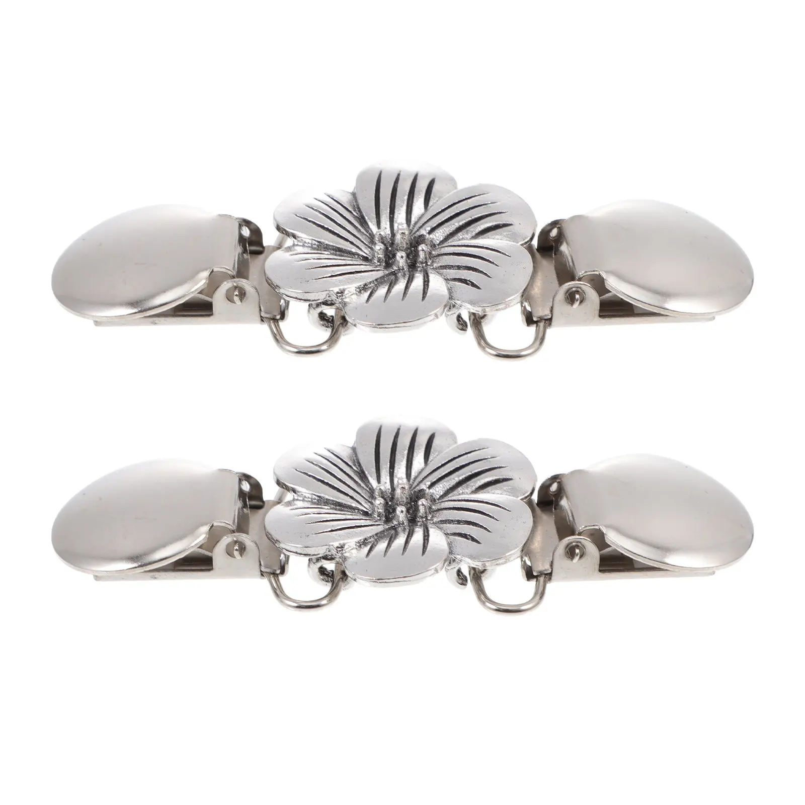 

2Pcs Vintage Flower Design Alloy Collar Clips All-Match for Shawl Cardigan Sweater Dress Collar Clasp Anti-Emptied Elegant Decor
