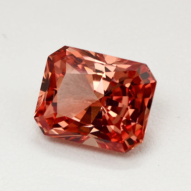

Lab Grown Padparadscha Stone Radiant Cut Synthetic Corundum Gemstones Sunset Orange Color Gemstones With AGL Certificate
