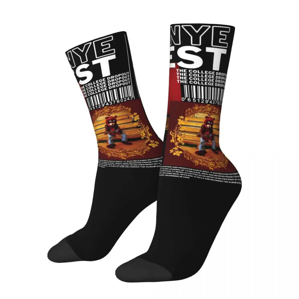 Hip-hop Hip Hop Kanye West 90s Bootleg Design Theme Print Socks All Season Hiphop Ye The College Dropout Super Soft Long Socks