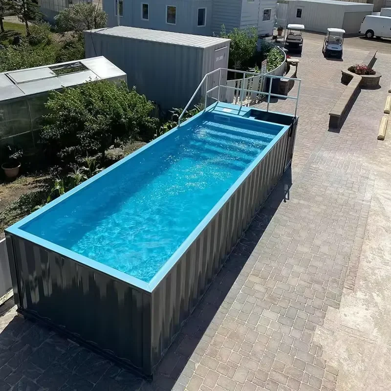 Fully Customized 20/30/40FT Container Pool with Filtration System, LED Lights, Ready to Use Backyard Swimming Pool