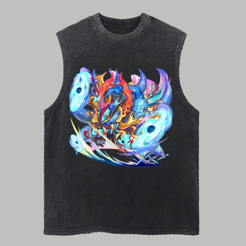 

Yu-Gi-Oh man Retro 100%Cotton Washed Vest GYM summer Tank Top anime Japanese Men Y2k exercise Sleeveless streetwear Singlets