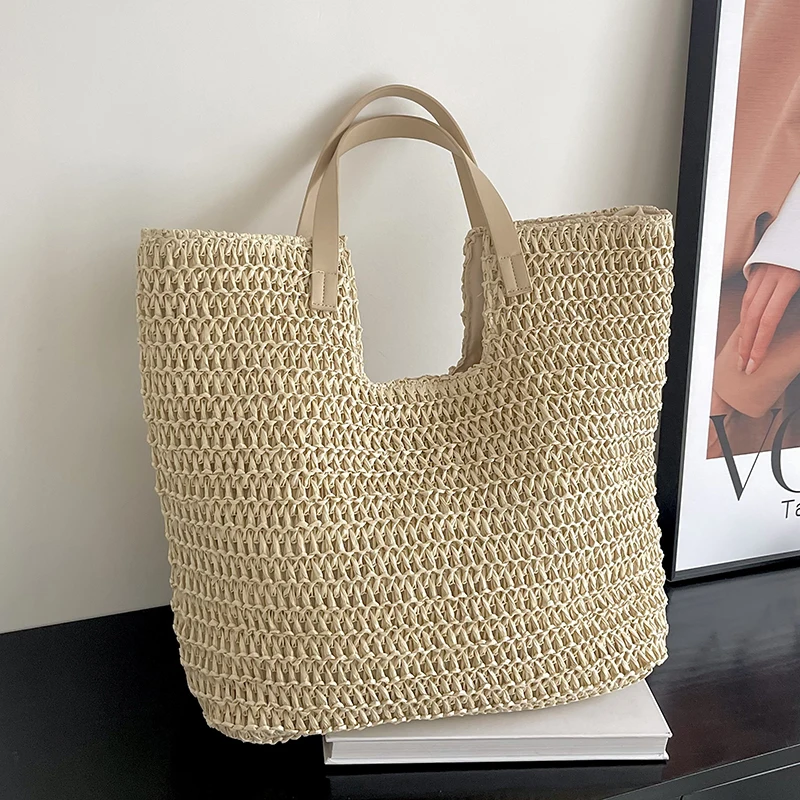 

Large Capacity Women Straw Handbags Tote Bags High Quality Ladies New Weave Beach Messenger Bags Casual Female Big Shoulder Bag